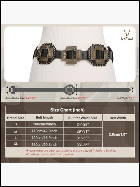 Western Concho Belt Leather Cowgirl Wide Boho Belt for Dresses Jeans main image 5